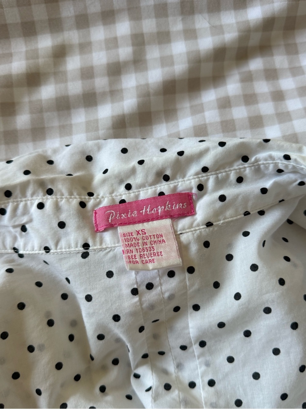 White Polka Dot Ruffle Button-Up Top - Picture 3 of 3